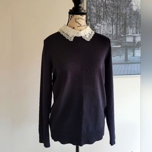 NWOT Cable & Gauge Vintage 90s collard sweater , black , size L